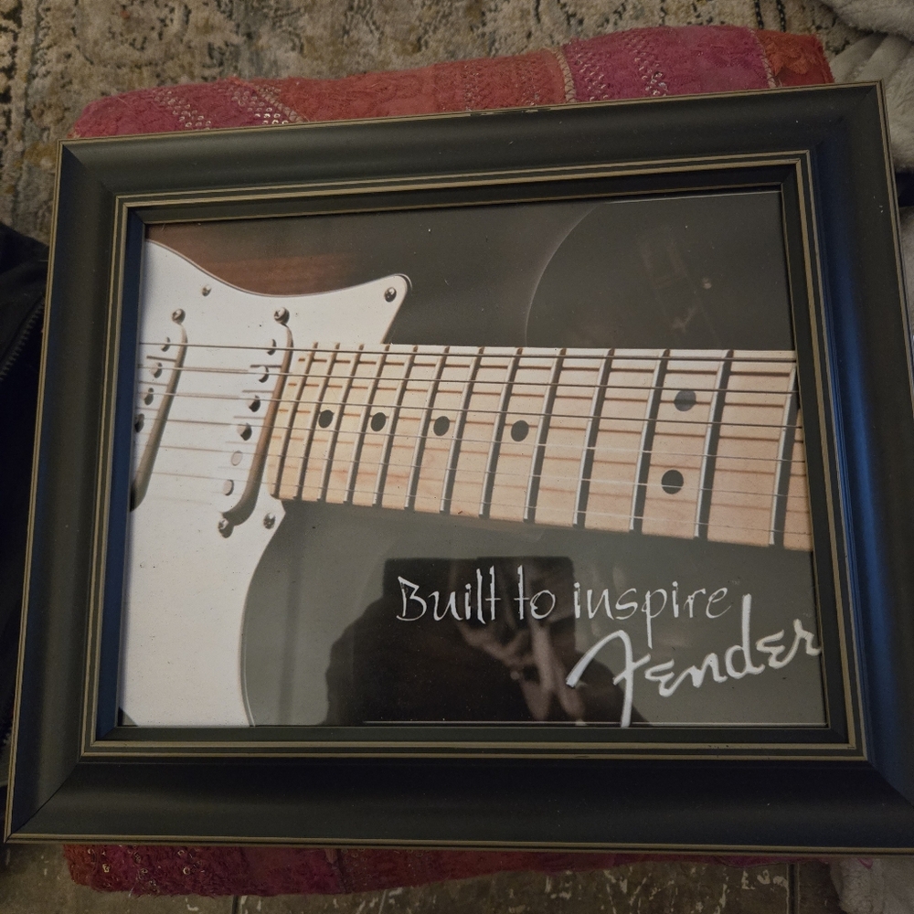 16"x12.5" Fender Built to‎ Inspire FRAMED SIGN metal poster MADE IN USA